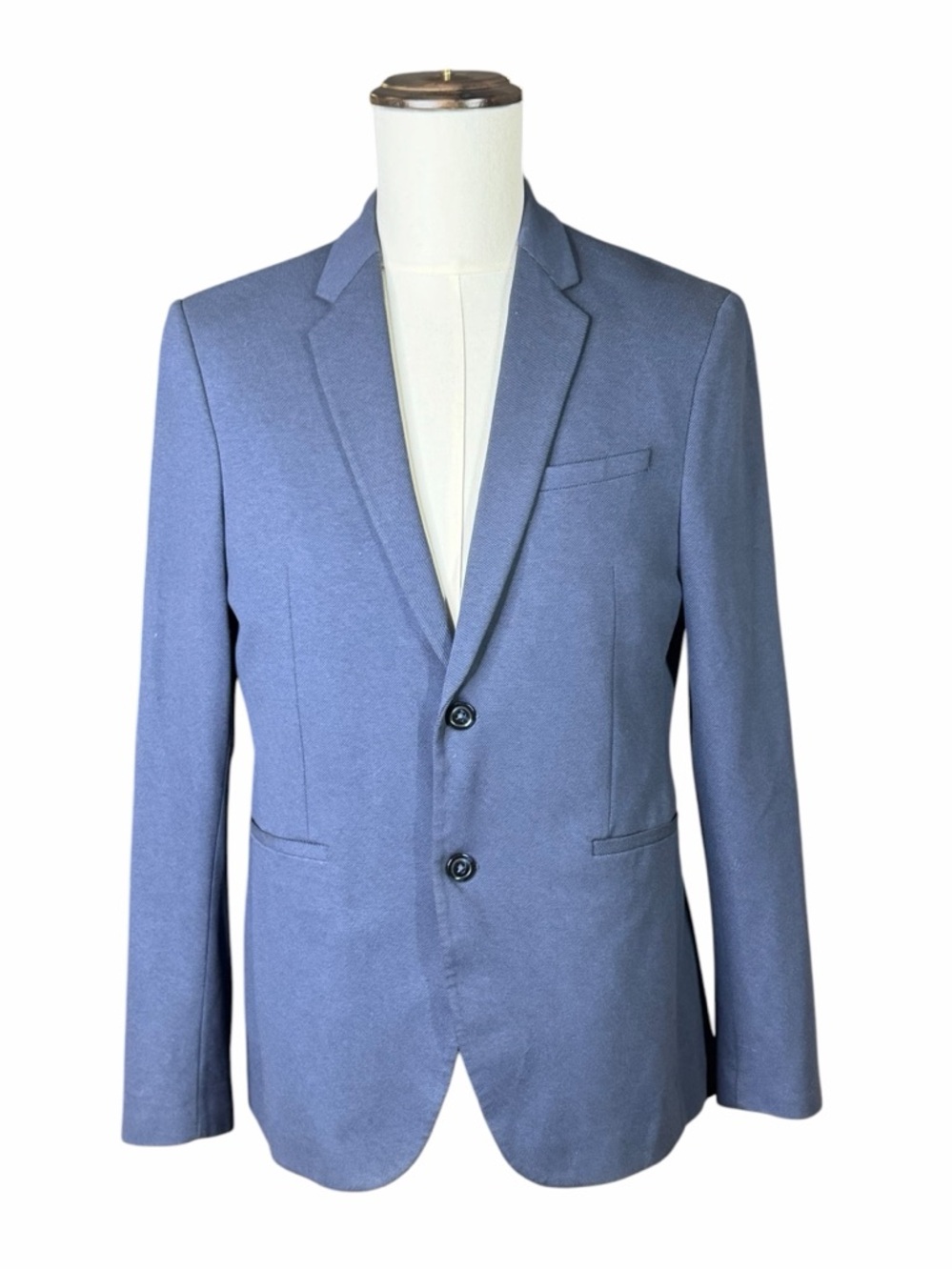 Zara Steel Blue 4-Way Stretch Comfort Knit Blazer - Size 40